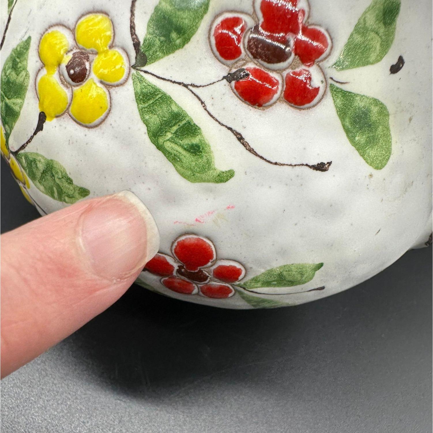 ヴィンテージ イタリア製陶器 ピッチャー 花柄 手描き イタリア製 花瓶