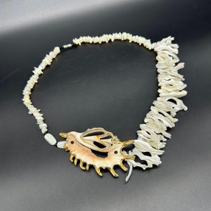 Mother Of Pearl Necklace Sliced Lambis Shell Statement Jewelry Beach Seashell