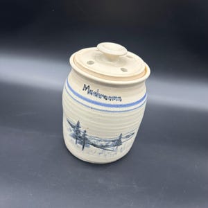 Art Pottery Mushroom Keeper Canister P Francis Blue Mountains Rustic Kitchen