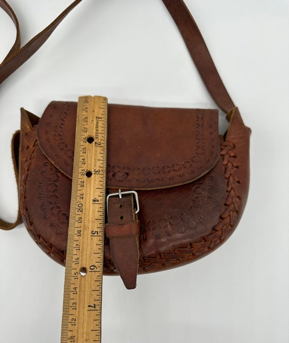 Vintage Leather Purse Hand Tooled Crossbody Handm… - image 9
