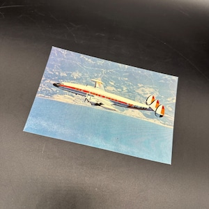 Vintage Iberia Airlines souvenir carte postale Super G Constellation avion des années 1960, souvenirs de voyage aviation