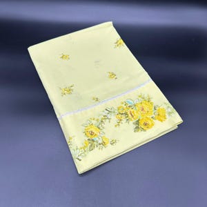 Vintage Pillowcase Yellow Rose Floral 1960s Sears Flowers Standard Retro Bedding