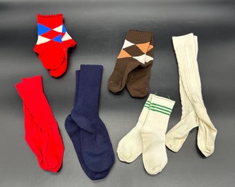 Vintage Baby Doll Socks Retro Argyle Variety of Sizes Mixed Lot of 6 Stains