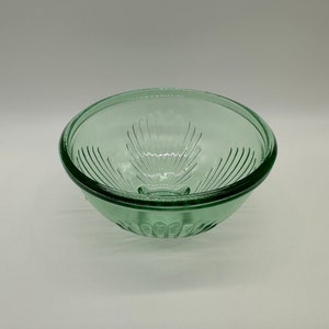 Vintage Mixing Bowl Green Glass Flower Petals Serving