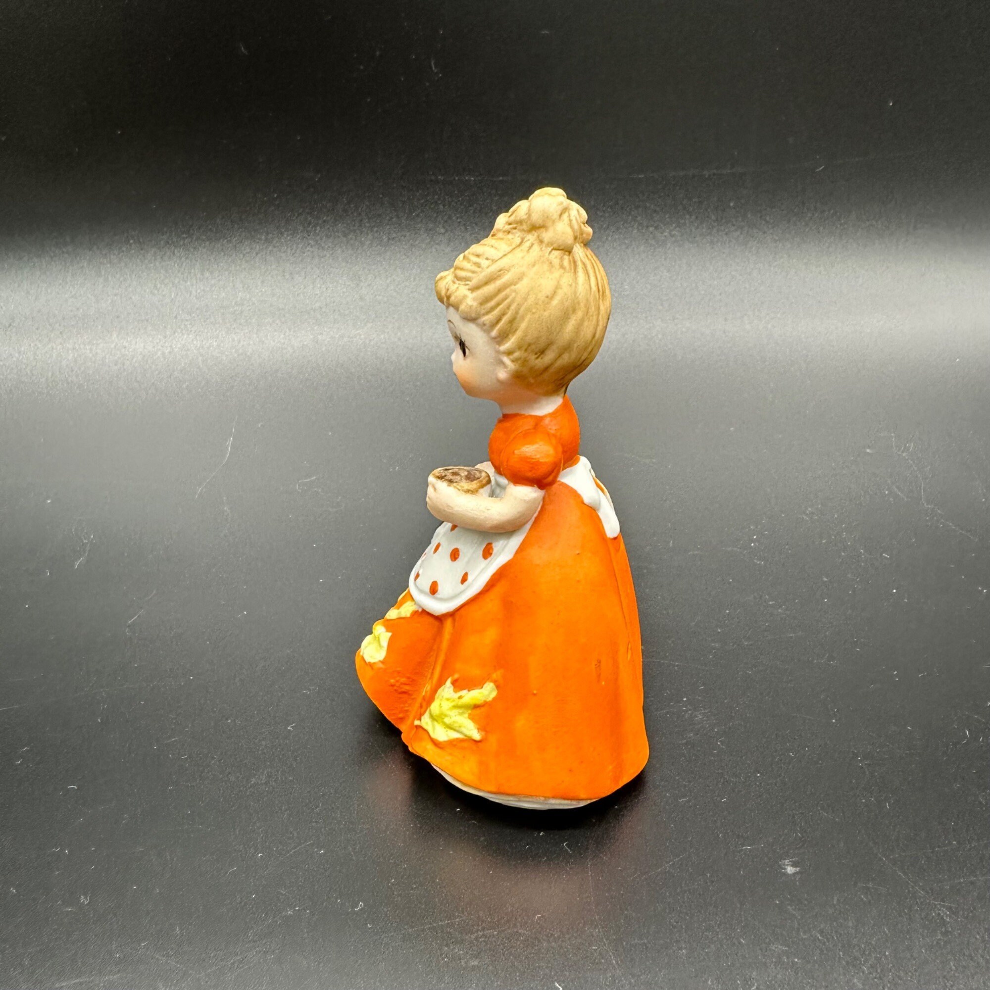 Vintage Girl Figurine George Good Josef 1974 Autumn Orange Yellow