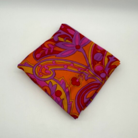 Vintage Scarf Pink 1960s Psychedelic Hair Wrap Pu… - image 1