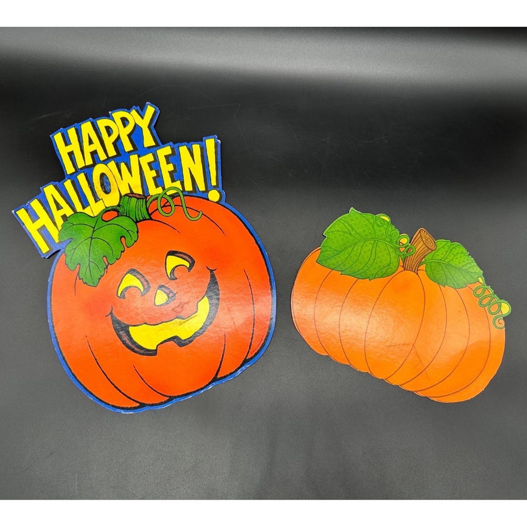 Vintage Halloween Decorations Jack O Lantern Pumpkin 1980s Retro Decor ...