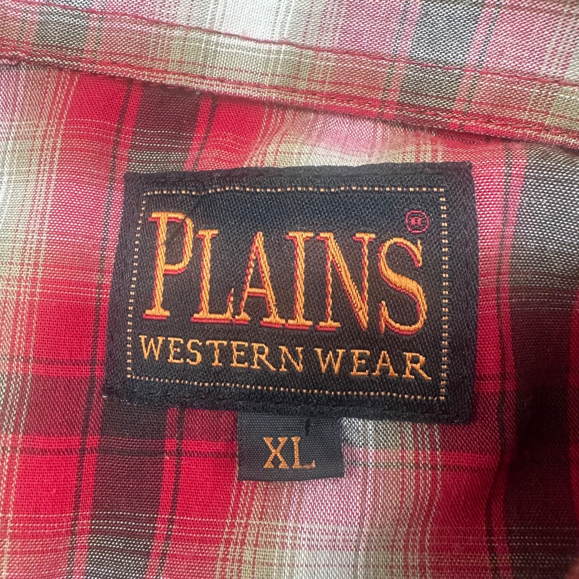 Chemise Homme Plains Western Wear Pearl Snap - Flanelle Rouge à Carreaux - Taille L
