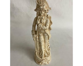 Vintage Ceramic Napoleon Figurine Statue Beige Retro Decor Mid Century
