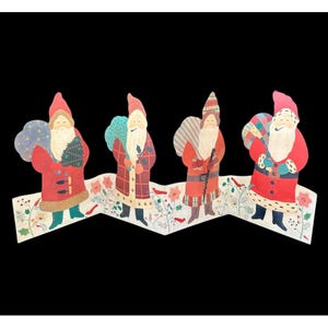 Papier cartonné vintage pour décorations de Noël, Père Noël, stand up, poinçon 1988 pliable