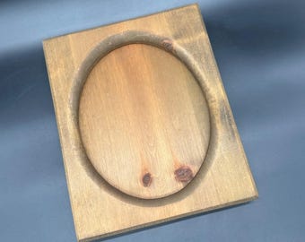 Vintage Wooden Picture Frame Oval Cutout Handmade Rustic Wall Hanging Retro