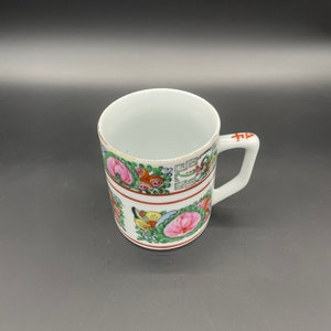 Rose Canton Mug Cup Gold Gilt Hand Painted