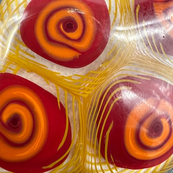 Art Glass Brooch Pin Orange Red Swirl Amoeba Abst… - image 6