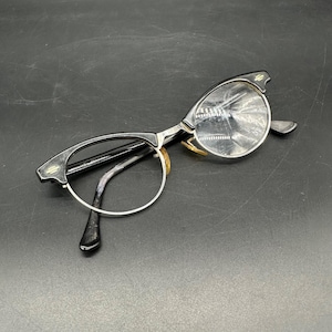 Vintage 1950s Artcraft USA Cat Eye Eyeglasses Black Frames 1/10 12K Gold Filled As Is