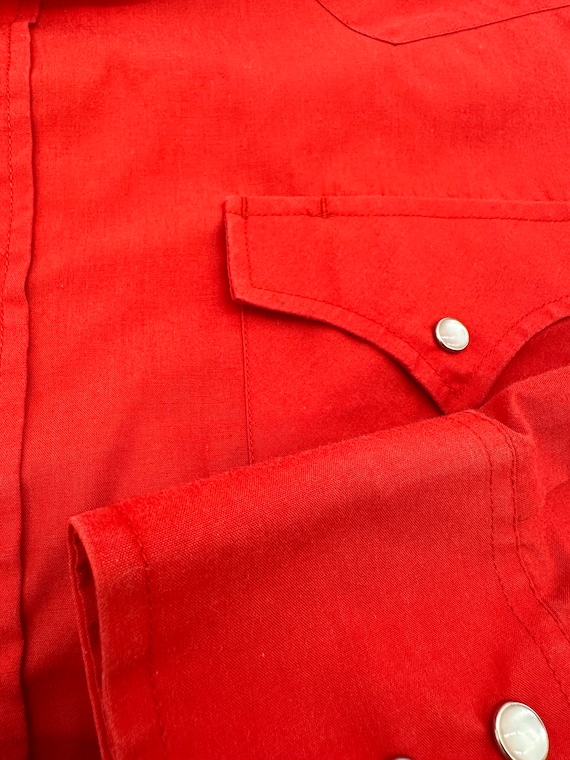 Mens Western Pearl Snap Shirt Red Button Down 2XL… - image 6