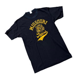Vintage 1970s Missouri Tigers T Shirt Black Retro Tee USA Single Stitch Mizzou