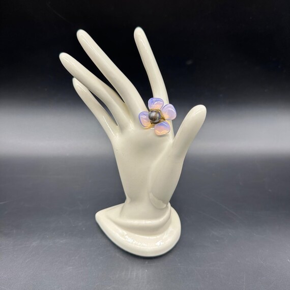 Opalite Ring Copper Wire Flower Power Handmade Fl… - image 2