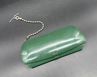 Vintage Jeun Bang Green Brown Leather Eyeglass Case 6\