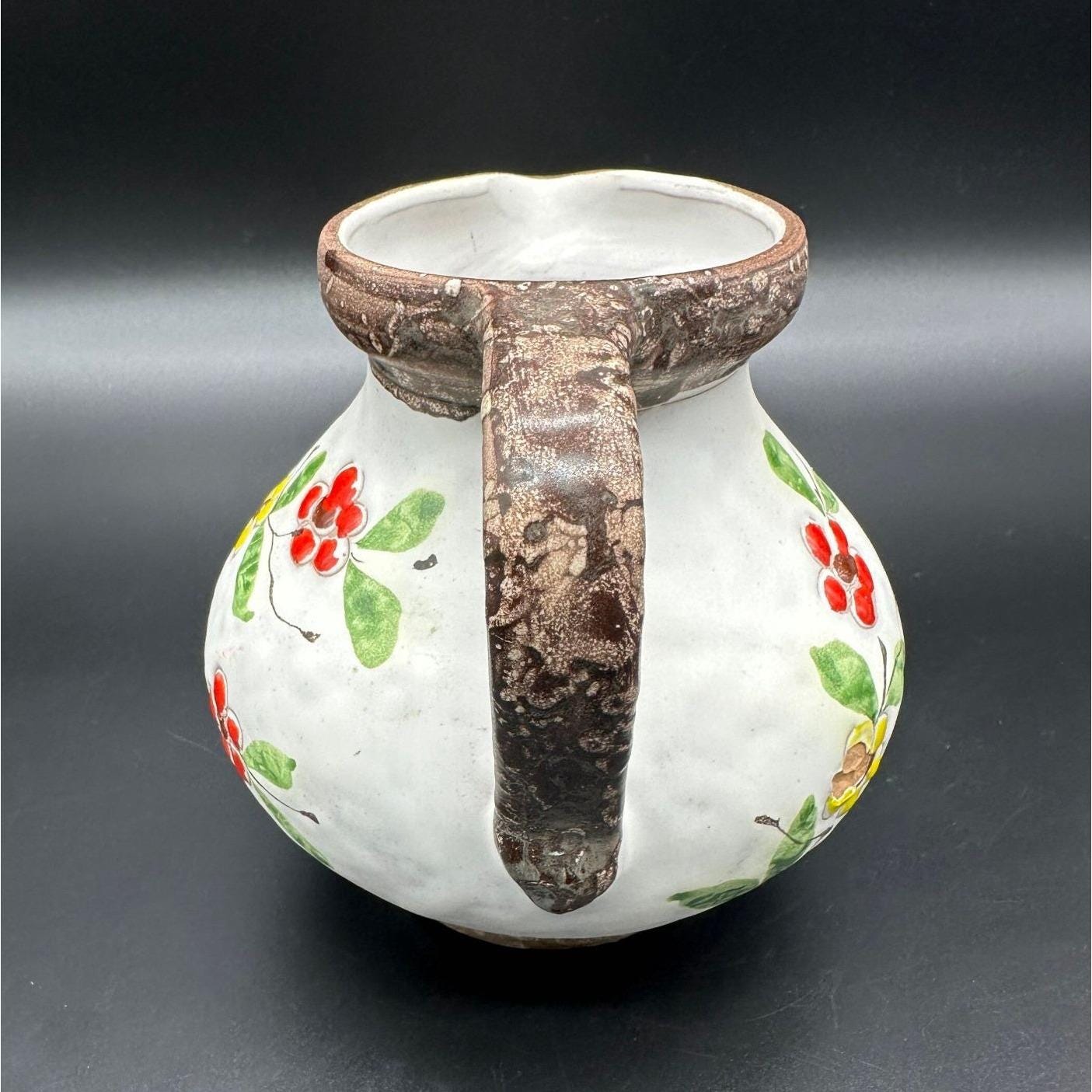イタリア製 手描き 陶器製 灰皿 花柄 ヴィンテージ インテリア ヴィンテージ イタリア製陶器 ピッチャー 花柄 手描き イタリア製 花瓶