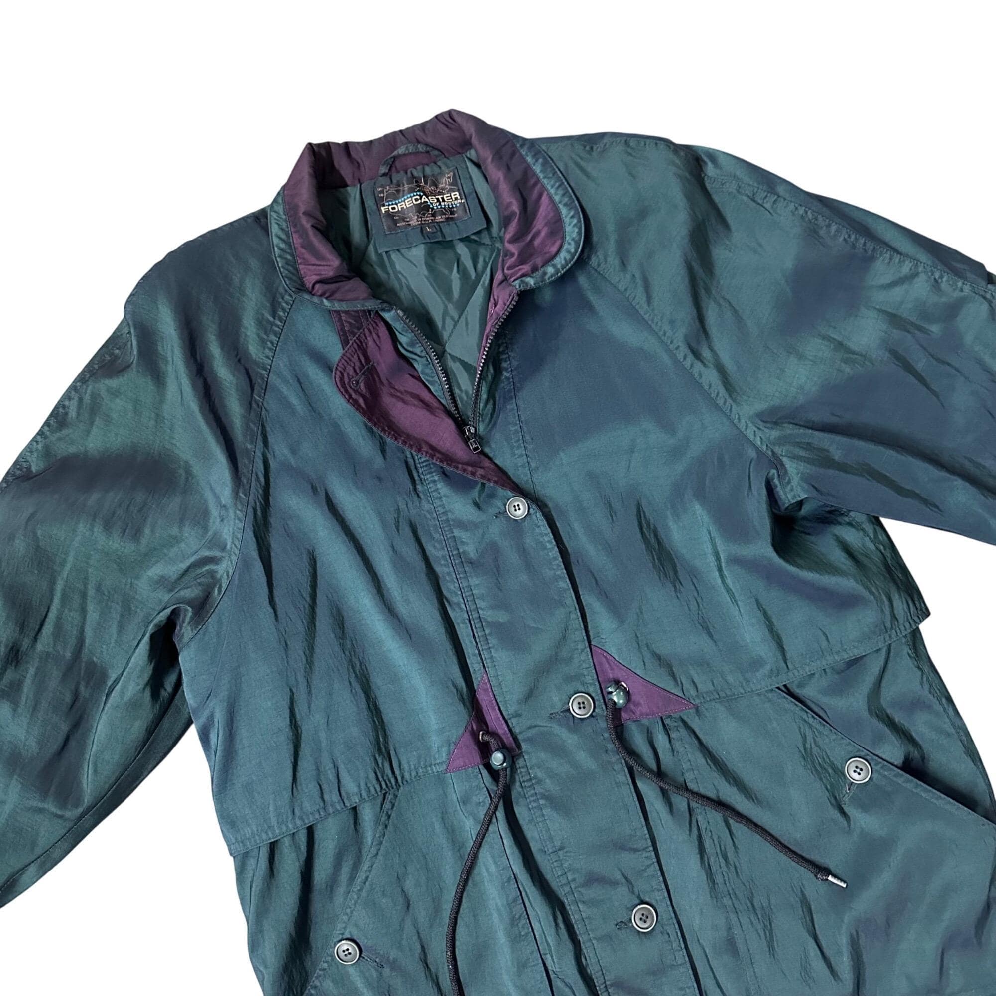Vintage Jacket Coat 1990s Forecaster of Boston Green Purple Large