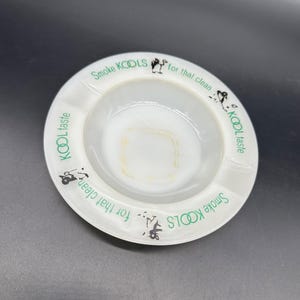 Vintage 1950s Kool Cigarettes Promotional Ashtray Penguins Milk Glass Trinket Dish