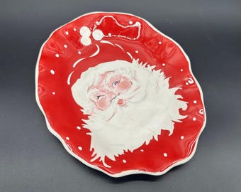 Vintage Better Homes Gardens Santa Plate  Wall Hanging Holiday Dish Kitschy