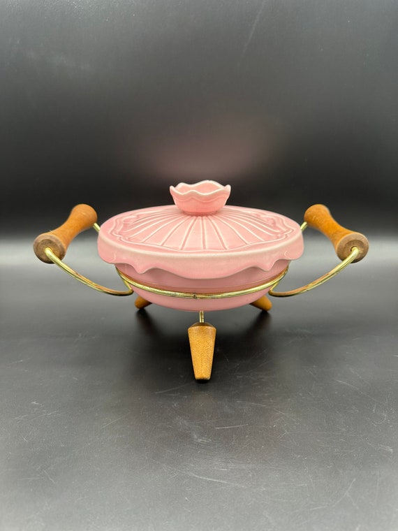 Vintage Atomic Casserole Dish Wire Holder Miramar Pottery