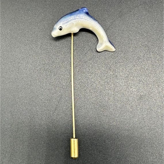 ヴィンテージ ドルフィン スティックピン ブローチ 虹色光沢