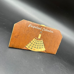 Vintage Ewiger Kalender Karton 1940er Jahre Braun USA Schreibtisch Büro