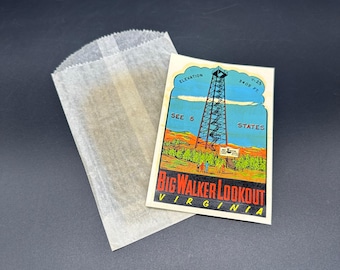 Vintage 1970s Big Walker Lookout Virginia Souvenir Decal Retro Travel Sticker