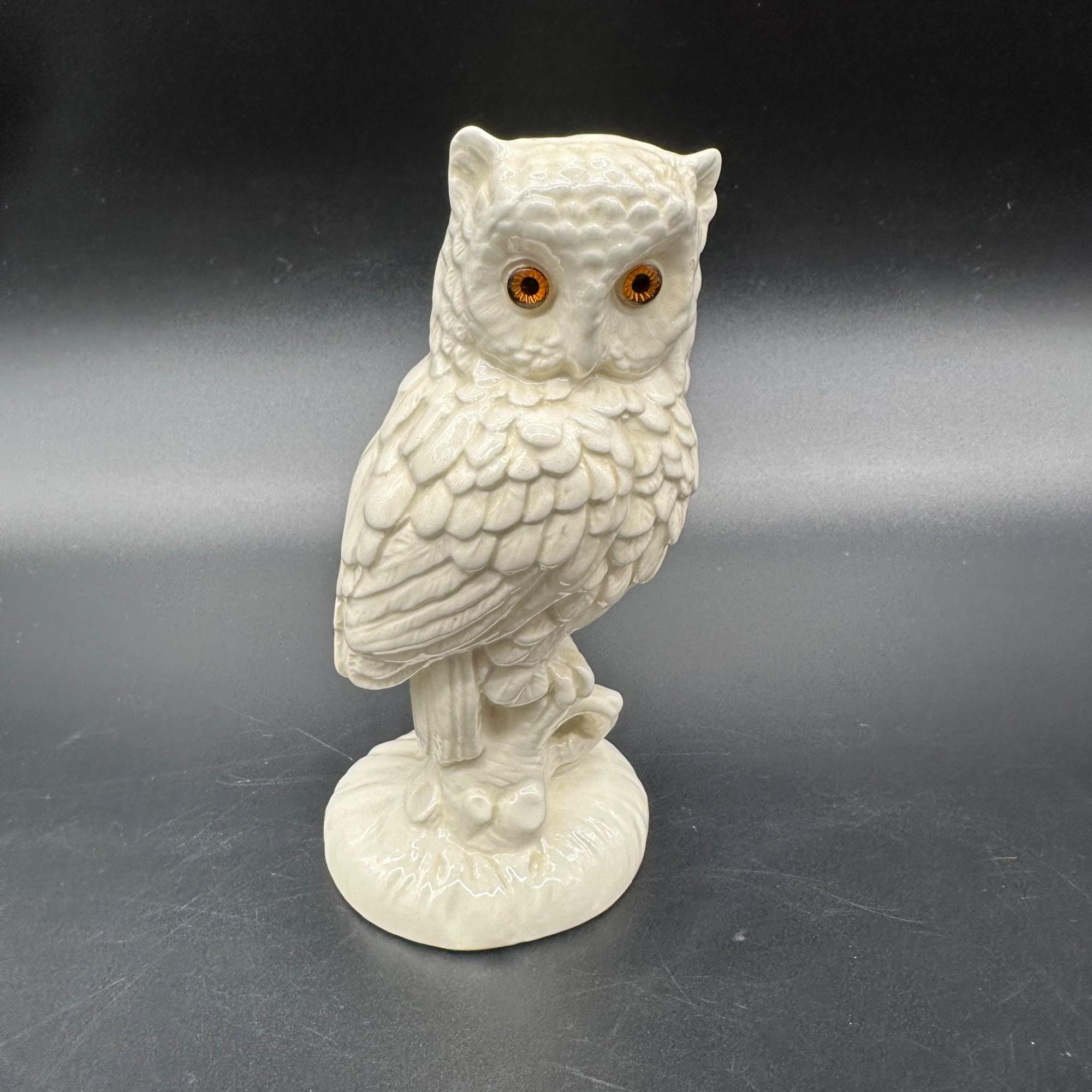 ヴィンテージ フクロウ 置物 白 1970 年代 陶器 森の生き物 鳥の像