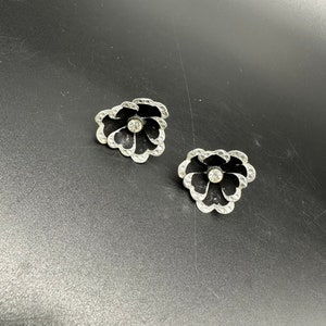 Vintage Earrings Czech 1930s Pansy Flowers Screw Back Flocked