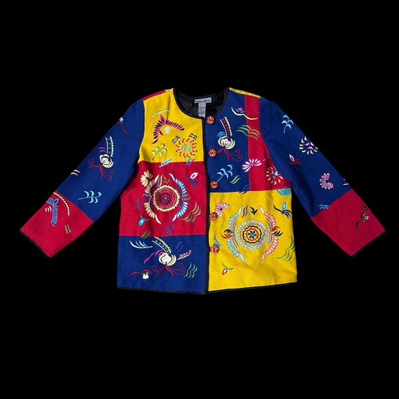 Embroidered Patchwork Jacket Medium Indigo Moon R… - image 2
