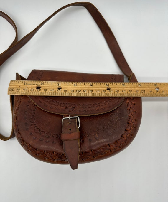 Vintage Leather Purse Hand Tooled Crossbody Handm… - image 10