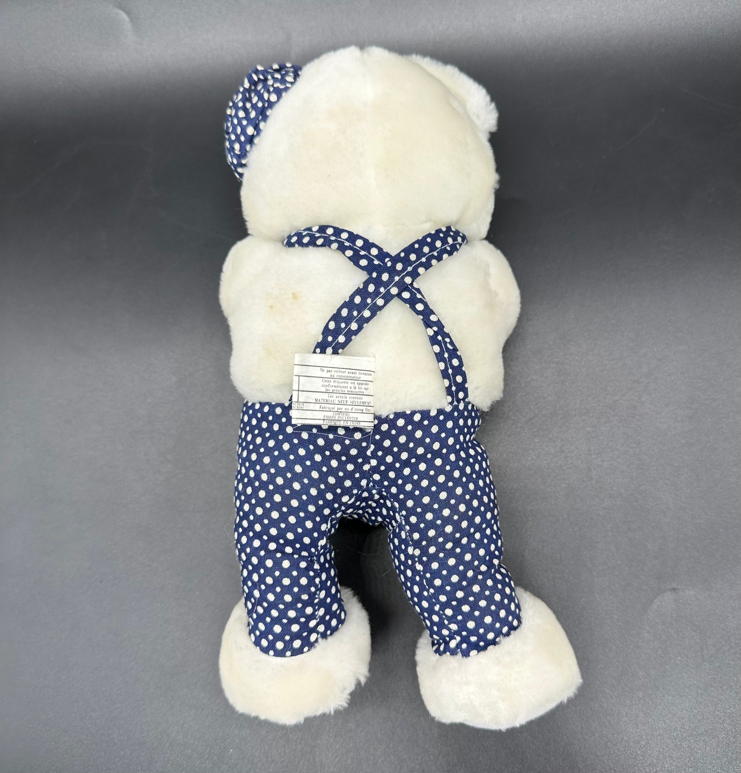 ヴィンテージ ぬいぐるみ クマ ブルー オーバーオール 帽子 1995