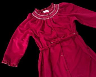 Vintage Robe Duster House Coat Dark Pink Snaps Belt 80s Lindsay Jordan Women 2X?