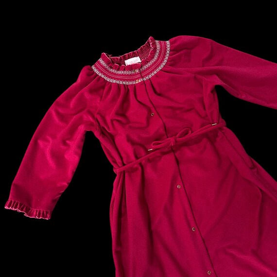 Vintage Robe Duster House Coat Dark Pink Snaps Belt 80s Lindsay Jordan Women 2X?