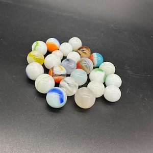 Vintage Glass Marbles Lot Of 24 Swirls Solids Collectible Retro Toy Game