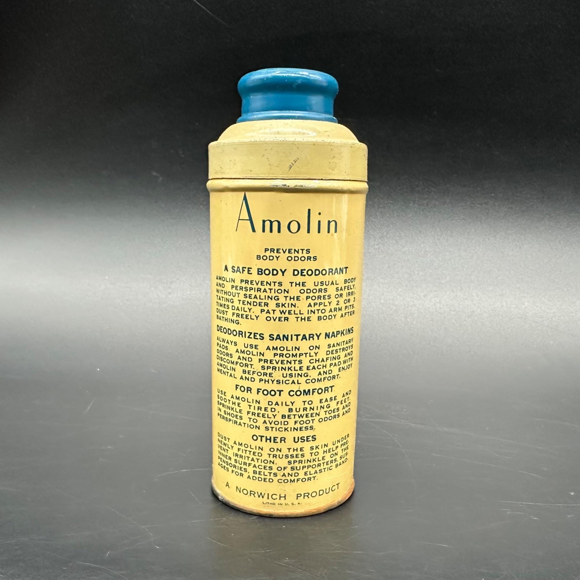 Vintage Advertising Tin Amolin Personal Deodorant Powder Bathroom Decor ...