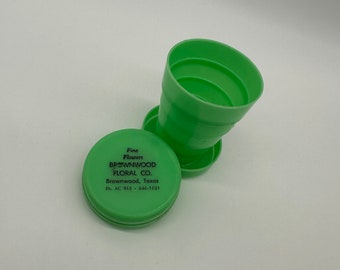 Vintage Pill Cup Telescoping Green Plastic Travel Camping Accessory Case Texas