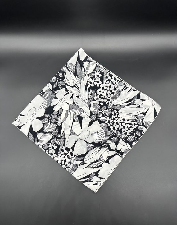 Vintage Scarf Head Wrap Black and White Flowers