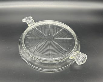 Vintage Fire King Glass Trivet doble mango cuna soporte de placa caliente mediados de siglo