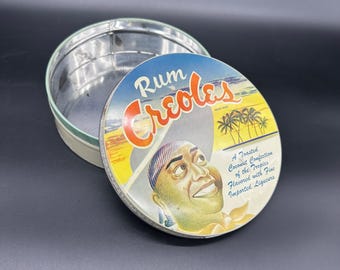 Vintage Rum Creoles Tin Tropical Advertising Mid Century Retro Empty As Is