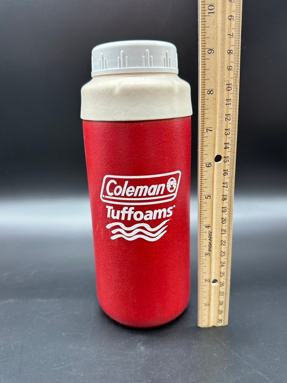 Vintage Insulated Water Bottle Coleman Tuffoams Red Foam Missing Straw 