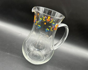 Porsgrund Farmers Rose Pitcher Norvegia Vetro 44 Once Fiori vintage floreali degli anni '70