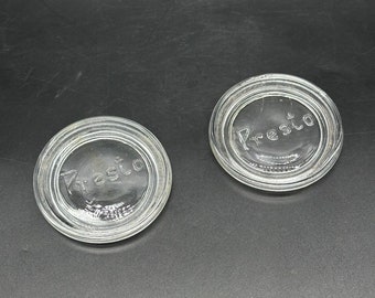 Vintage Presto Canning Jar Lid Inserts Clear Pressed Glass Round Set of Two