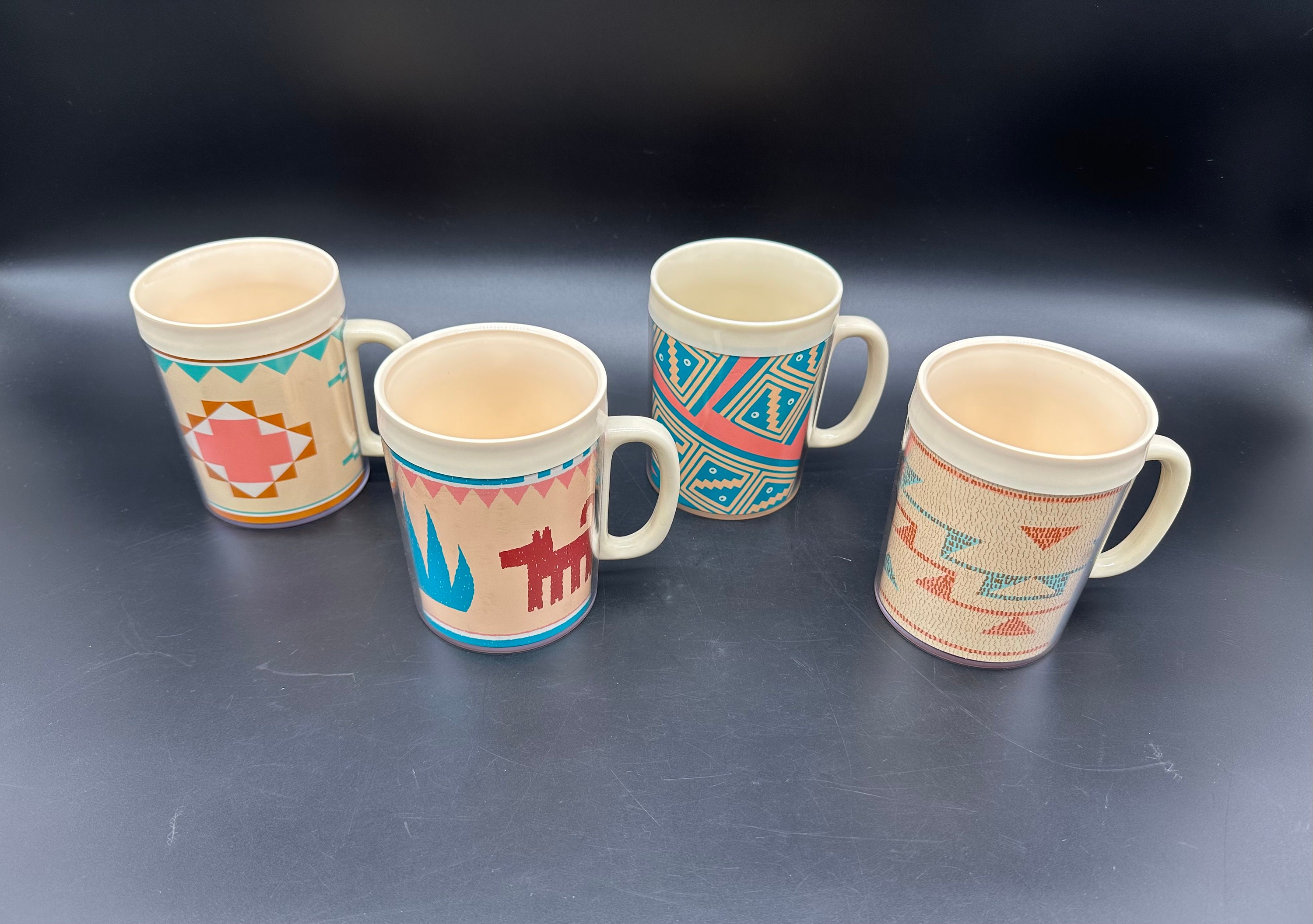 Vintage Thermo-Serv Tumblers Cups Hot Air Balloons Set Of 6