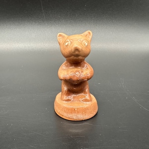 Vintage Brown Bear Figurine Miniature Statue Ceramic Woodland Creature Forest