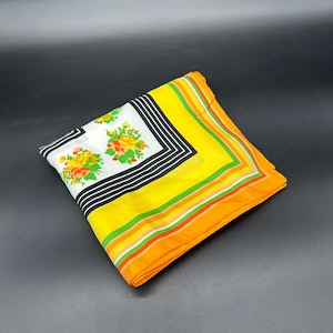 Vintage Scarf Italian Floral Yellow Orange 1970s Flowers Italy Baar & Beards