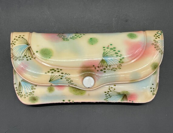 Vintage Glasses Case Floral Padded Puffy Snap Ori… - image 2